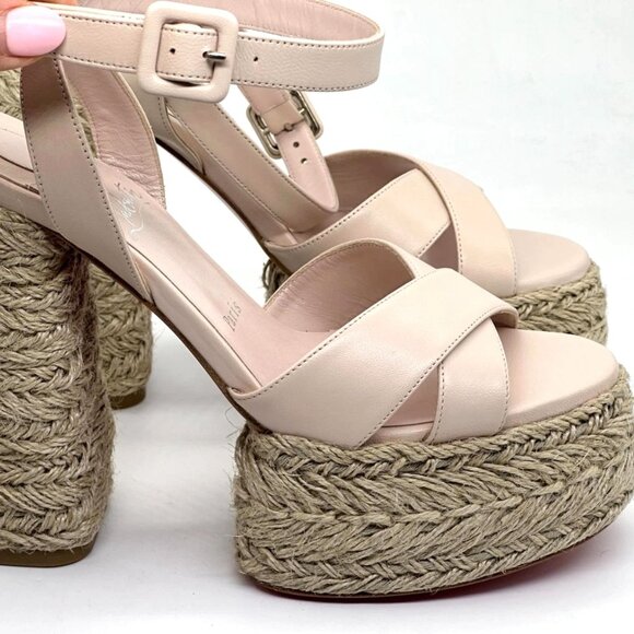 Christian Louboutin SUPER MARIZA 130 Platform Heels Espadrille Sandal Shoes - Picture 9 of 15